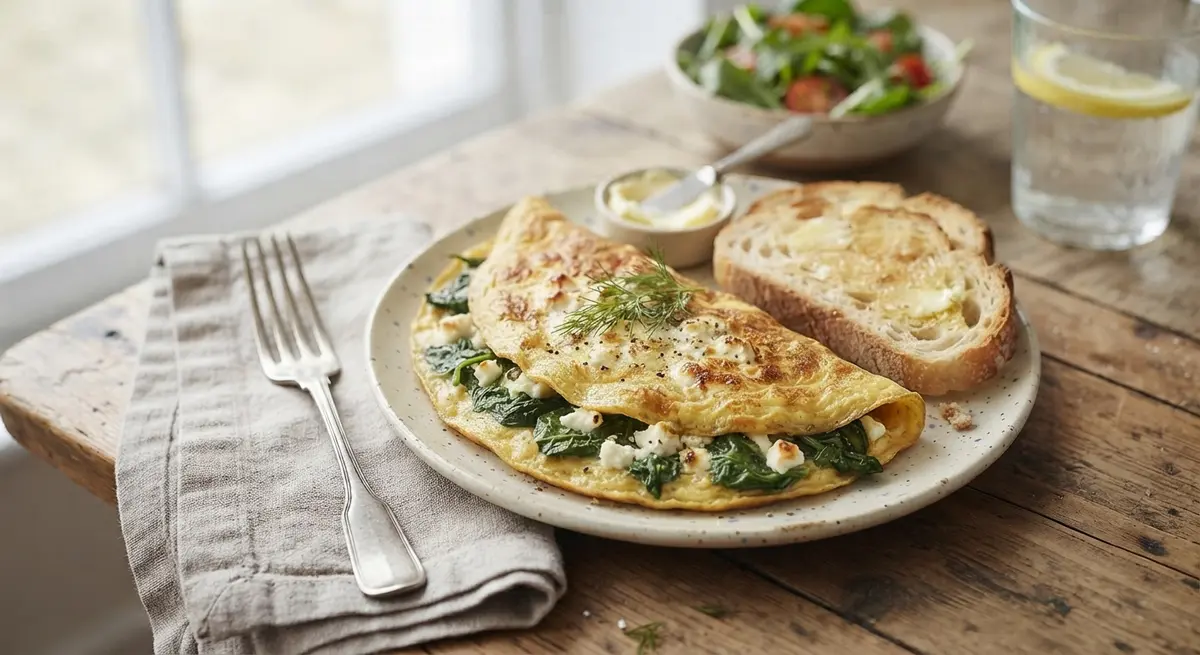 Spinach & Feta Omelet with Toast